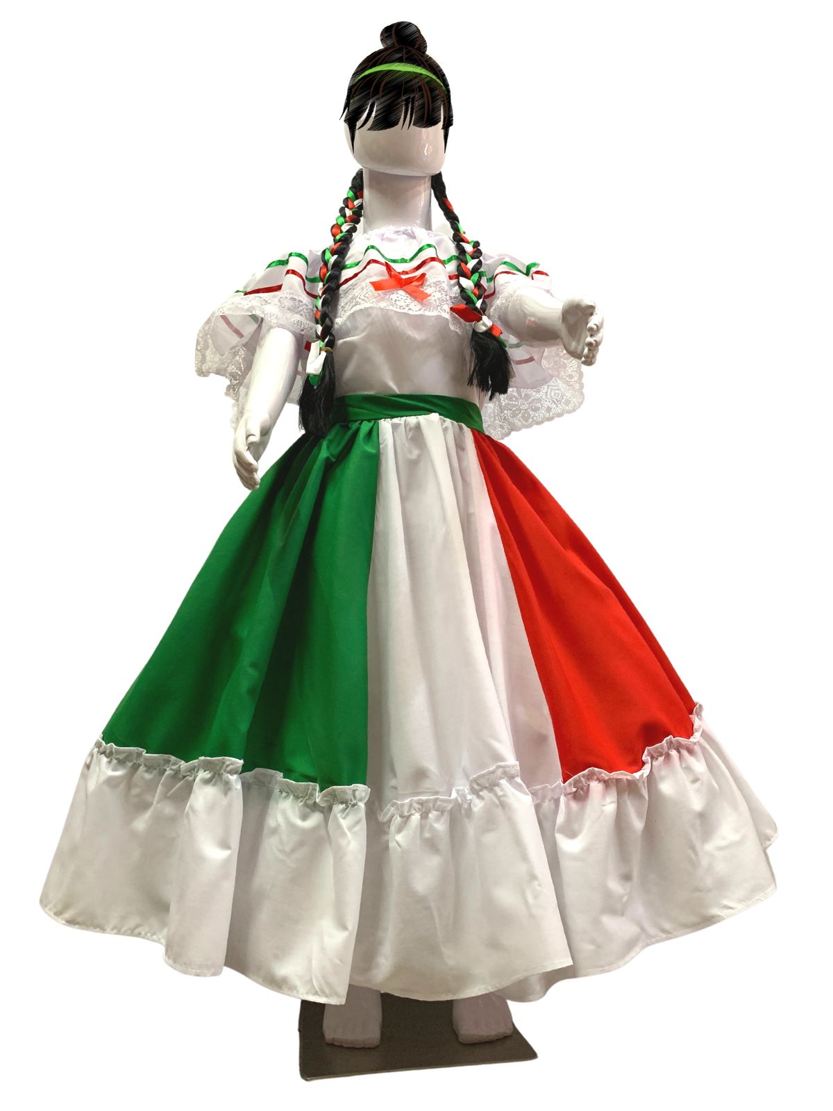 Vestido Mexicano Tricolor Niñas.
