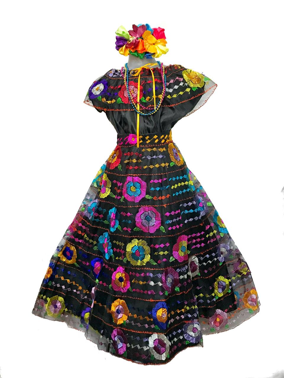 Vestido Regional Chiapas. Chiapaneca 8 Olanes. Niña 10 -12 Años.